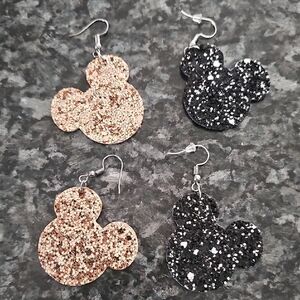 Glittery Mickey Mouse Earrings Set